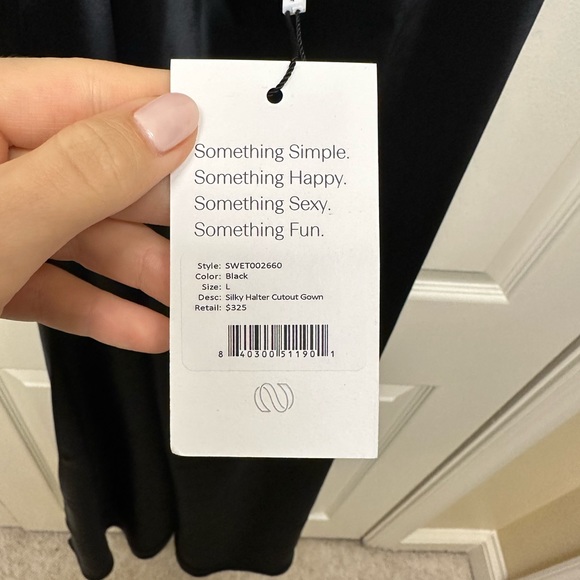 NWT Something Navy Silky Cutout Halter Dress - Picture 4 of 5